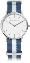 Thumbnail for your product : Stainless Steel Unisex Quartz Watch w/Blue Striped Canvas Band