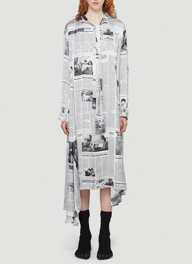 Balenciaga Newspaper Print Dress - ShopStyle
