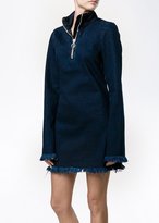 Thumbnail for your product : Marques Almeida Denim Long Sleeve Dress With Frayed Hem