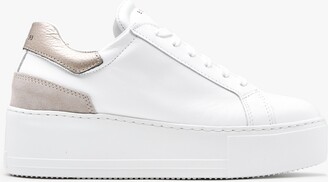 Daniel Sibley White Leather Gold Flash Flatform Trainers