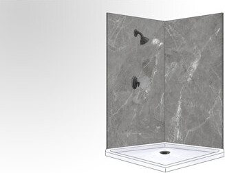 Polymarm 48" W 80" H 48" D Two Wall Composite Shower Wall Panel Surround