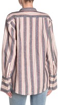 Thumbnail for your product : Frame Collared Bib Linen Stripe T-Shirt
