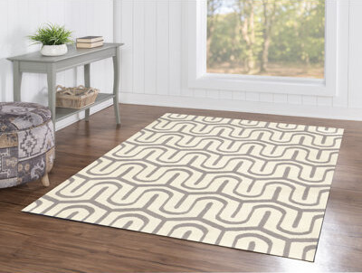 Corrigan Studio Kobe Geometric Handmade Tufted Beige/Gray Area Rug