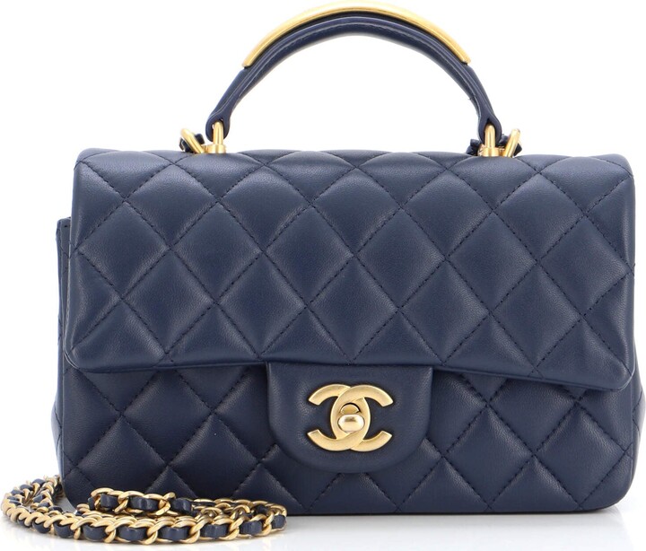 Chanel Classic Single Flap Top Handle Bag Quilted Lambskin Mini - ShopStyle