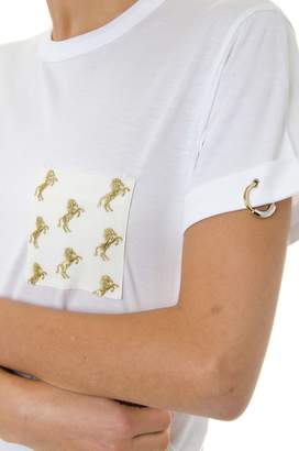 Chloé White Cotton T-shirt With Pocket & Ring Details