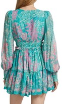 Thumbnail for your product : HEMANT AND NANDITA Floral Long-Sleeve Georgette Mini Dress