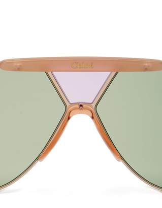 Chloé Alpina Aviator Metal Sunglasses - Womens - Green