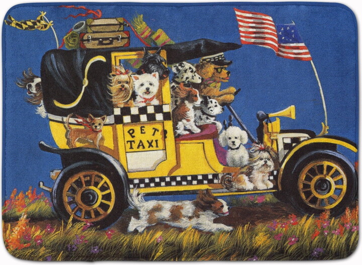 Caroline's Treasures Carolines Treasures PPP3264RUG Pet Taxi Multiple Dog Breeds Bath Mat Machine Washable Anti-fatigue Memory Foam Kitchen