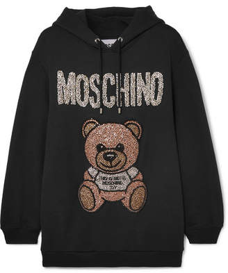 Moschino Oversized Crystal-embellished Cotton-jersey Hoodie