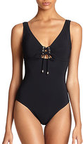 Thumbnail for your product : Karla Colletto Swim One-Piece Lace-Up Swimsuit