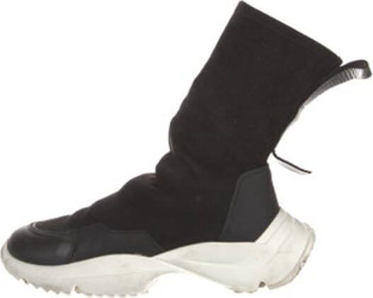 Cinzia Araia Suede Ankle Lace-Up Boots Black Colorblock Pattern Leather & Rubber Trim Square-Toes