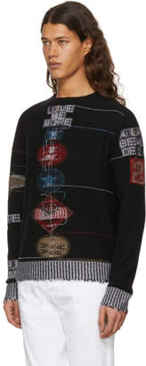 Valentino Black Cashmere Reverse Embroidered Sweater