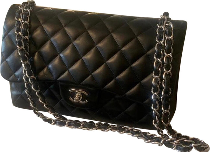 chanel black leather purse crossbody