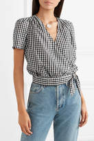 Thumbnail for your product : Madewell Gingham Cotton-poplin Wrap Top - Black