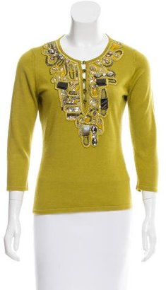 Oscar de la Renta Cashmere Embellished Sweater