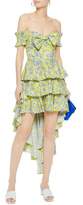 Thumbnail for your product : Caroline Constas Artemis Off-The-Shoulder Tiered Printed Cotton-Blend Poplin Dress