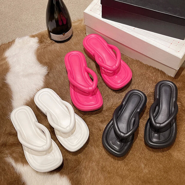 Summer Clip Toe Chunky Platform Sandals Woman Eva Non Slip Outdoor Slippers Slides Women & apos;s Thick Bottom Wedges Flip Flops