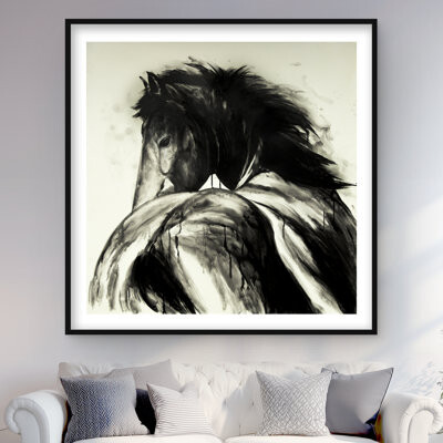 Lark Manor Classical Horse Beige Framed Matted Print for Home Decor