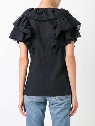 Givenchy broderie anglaise ruffle trim top