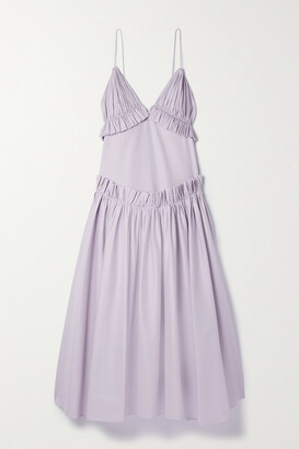 KHAITE Andrina Open-back Gathered Washed Cotton-twill Maxi