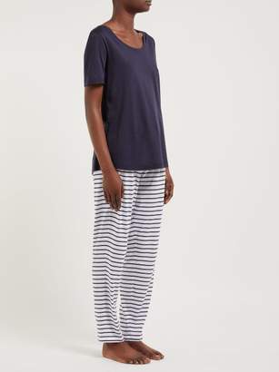 Hanro Laura Cotton Blend Pyjamas - Womens - Blue Stripe