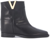 Thumbnail for your product : Via Roma 15 Smooth Black Leather Ankle Boots