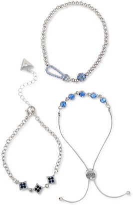 GUESS 3-Pc. Set Stone & Chain Bracelets - ShopStyle