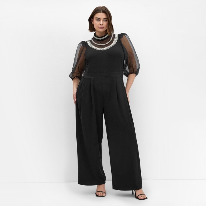 City Chic Women's Phoenix Sheer Sleeve Jumpsuit