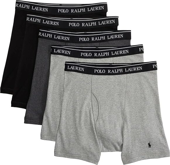 Polo Ralph Lauren Men's 5 Pack Classic Fit Boxer Briefs, Black, Large