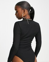 Thumbnail for your product : Parisian cut-out front bodysuit in black