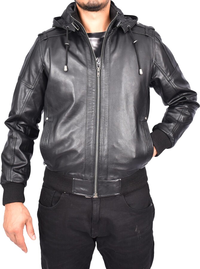 Blazer Cuir Divergent Retail DR170 Homme - Veste En Cuir Véritable Noir Élégante