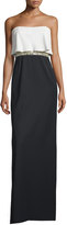 Thumbnail for your product : Aidan Mattox Strapless Popover Beaded-Waist Gown