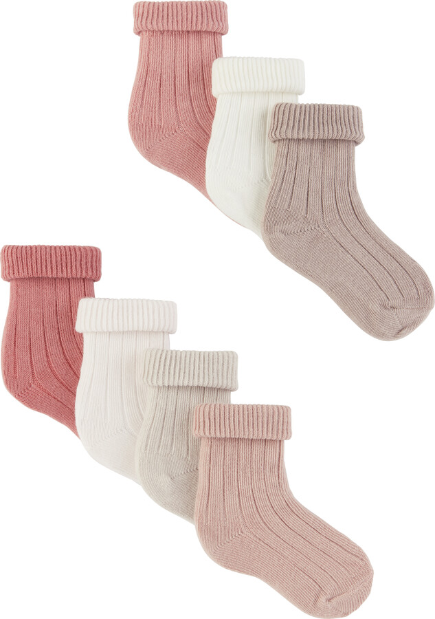 Bonpoint Seven-Pack Baby White & Pink Day-of-the-Week Cotton Socks