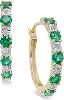 Thumbnail for your product : Macy's Emerald (3/4 ct. t.w.) and Diamond Accent Hoop Earrings in 14k Gold (Also Sapphire and Ruby)