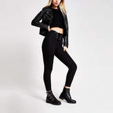 Thumbnail for your product : River Island Black lace-up front leggings