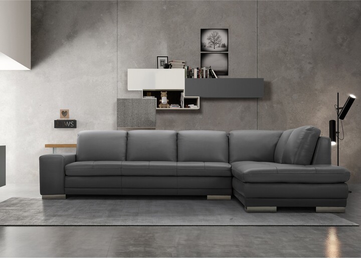 Skyler Dark Grey Leather Sectional Sofa with Chaise ShopStyle