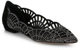 Thumbnail for your product : Giorgio Armani Crystal-Covered Suede Point-Toe Ballet Flats