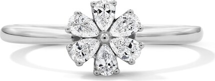 Zales 1/3 CT. T.w. Pear-Shaped Lab-Grown Diamond Flower Ring in 10K White Gold (F/Vs2)