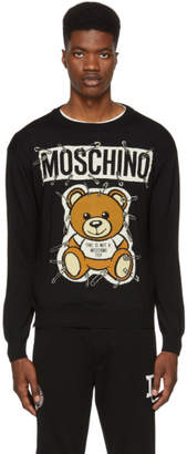 Moschino Black Big Teddy Bear Crewneck Sweater