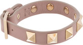 Thumbnail for your product : Valentino Pale Pink Leather Pyramid Studded Bracelet