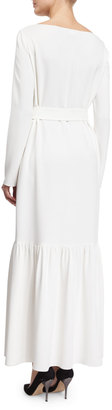 The Row Lulchin Long-Sleeve Belted Maxi Dress, Ivory
