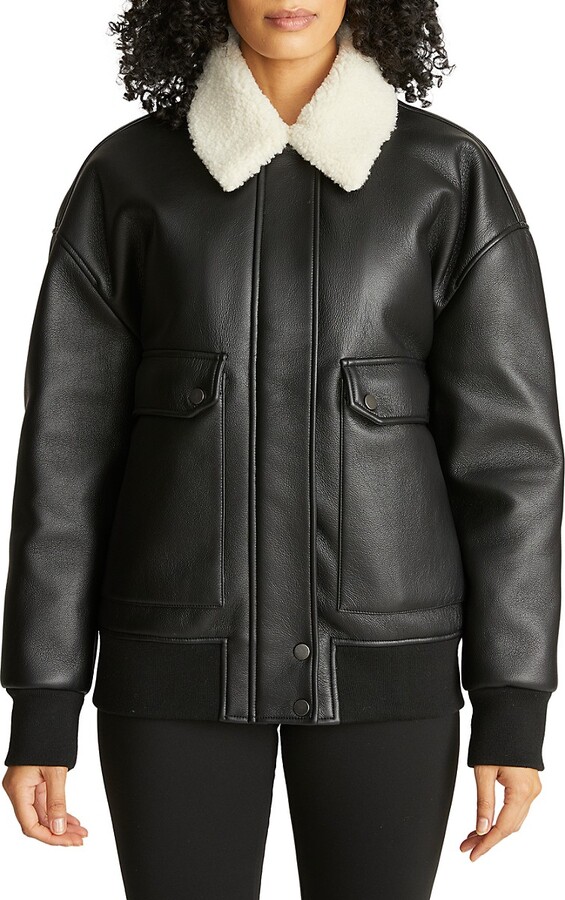 Hudson Oversized Faux Leather Bomber Jacket ShopStyle