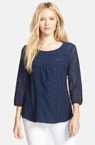 Thumbnail for your product : Lucky Brand 'Tanya' Lace Knit & Jersey Top