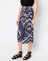 Thumbnail for your product : Warehouse Patchwork Print Wrap Skirt
