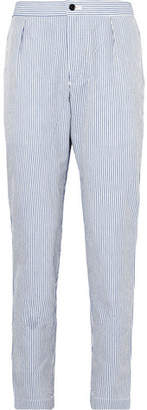 Camoshita Striped Cotton And Silk-Blend Seersucker Trousers