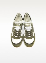 Thumbnail for your product : D’Acquasparta D'Acquasparta Venezia White Leather and Green Suede Sneaker