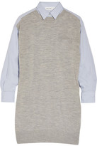 Thumbnail for your product : Sacai Luck fine-knit wool and poplin mini dress