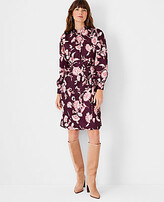 Thumbnail for your product : Ann Taylor Petite Baroque Floral Mock Neck Belted Flare Dress