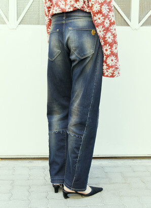 Ragged Priest Equilibrium Patchwork Denim Mom Jeans in Blue Patchwork Denim | Size 26 | 100% Cotton | American Threads