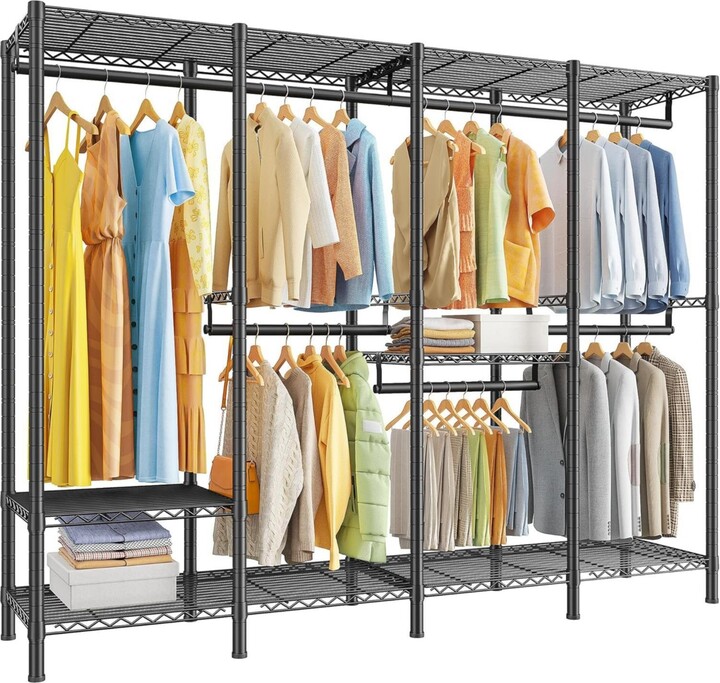 Raybee Clothes Rack Heavy Duty 1100 Lbs Capacity Clothing Racks for Hanging Clothes Adjustable Garment Rack